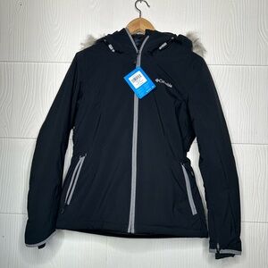 Columbia Black Ski Jacket with Faux-Fur Trim and Gray Accents
